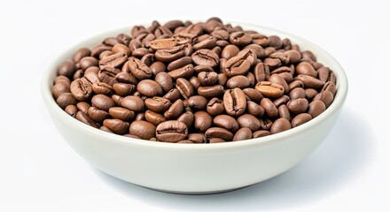 Fototapeta premium Fresh Roasted Coffee Beans in Bowl Isolated on White