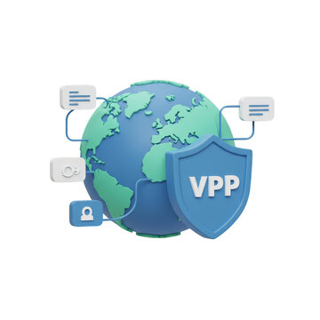 3D Globe Shield with VPP Network Security Internet Connection