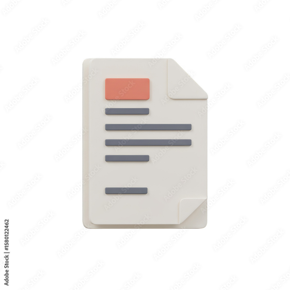 Poster 3d file document paper page icon render with transparent background