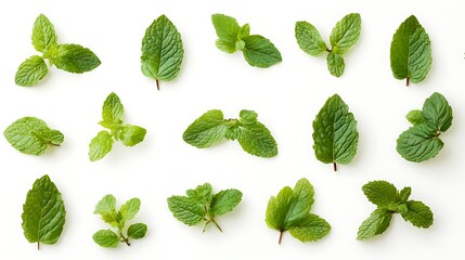 Fresh mint leaves background pattern for culinary herb and aromatic plant usage and healthy food concept