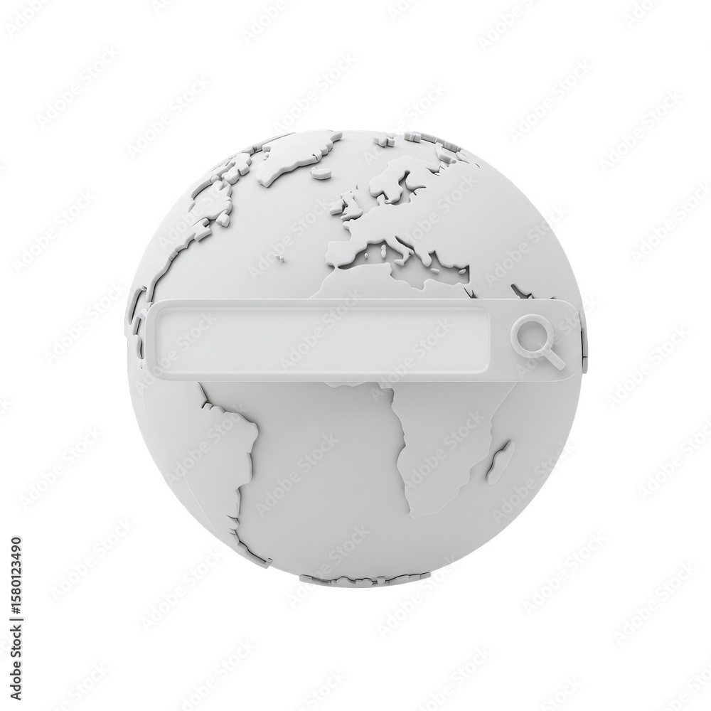 Poster 3d global search engine the world web navigation isolated background