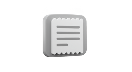 3D Icon of Receipt Invoice Bill, Payment Document Finance with Paper