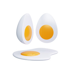 egg 3d render icons