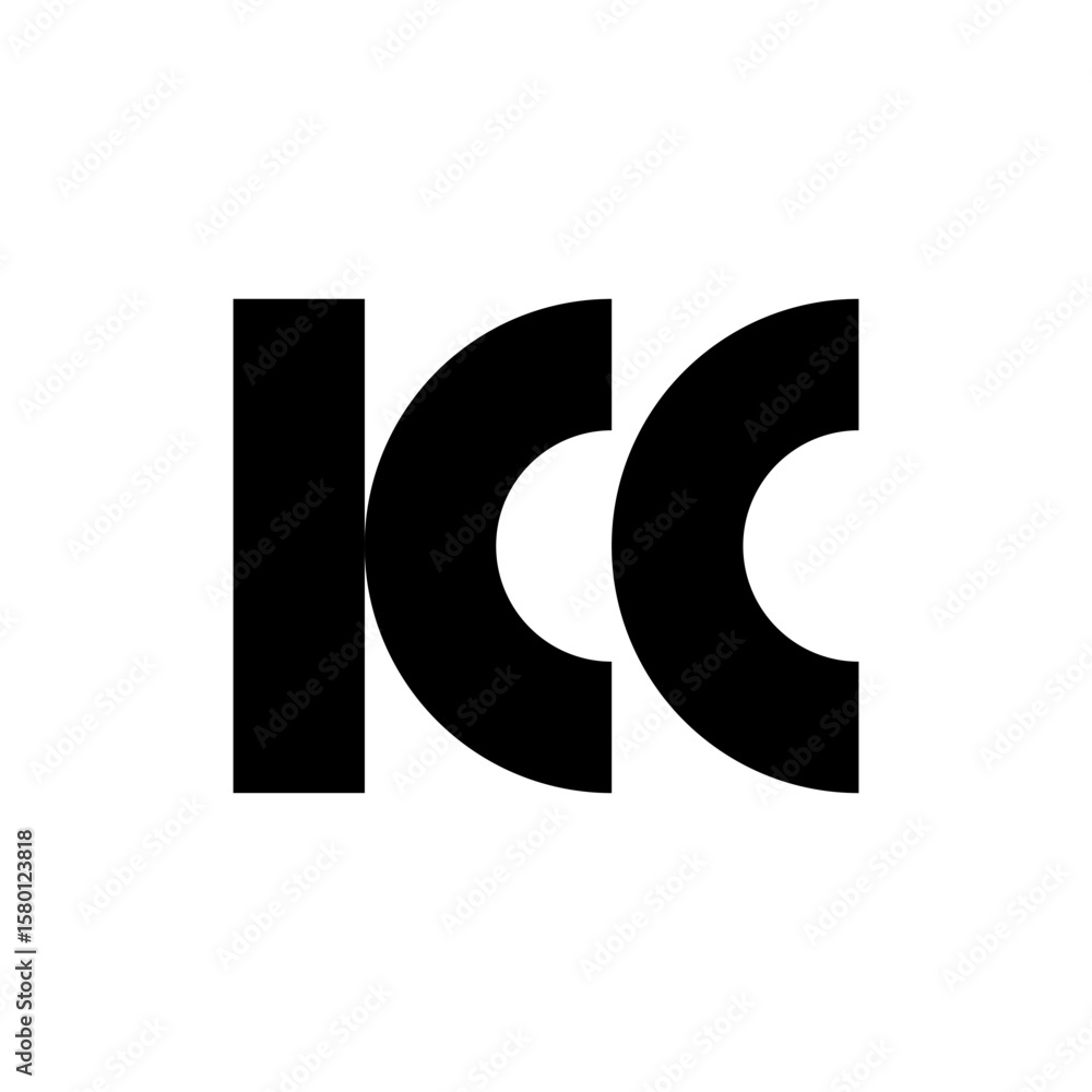 Poster a striking black and white abstract logo composed of a vertical block followed by two semi-circles, 