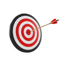 3D Isolated Target with Arrow Hitting Bullseye for Accurate Goal Success
