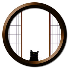 丸窓と猫