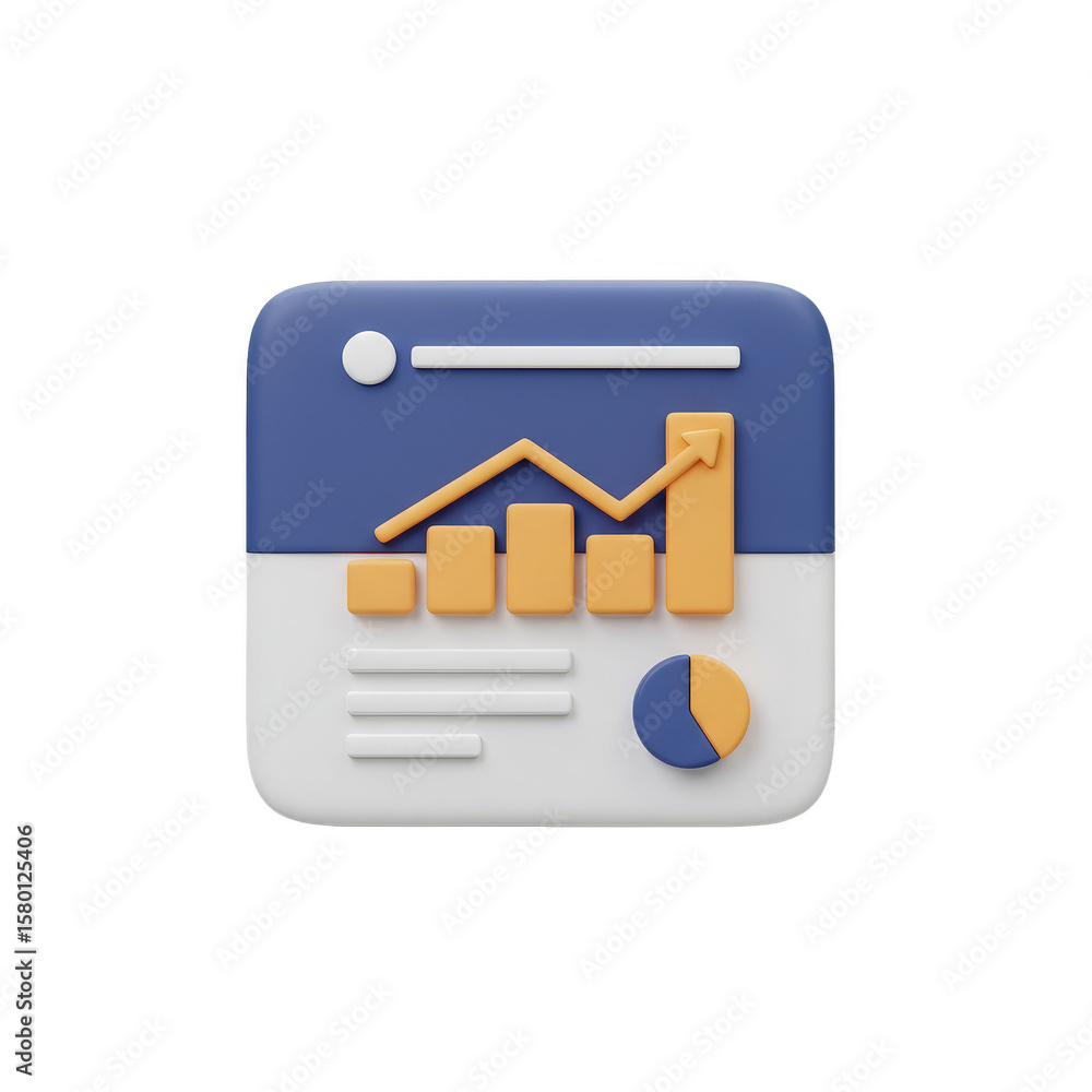 Poster 3d graph chart business data financial analytics on transparent background