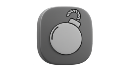 3D Gray Bomb Icon App Button Cartoon Danger Vector Illustration