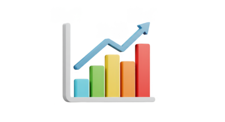 3d Growth Chart Business Success Diagram with Transparent Background