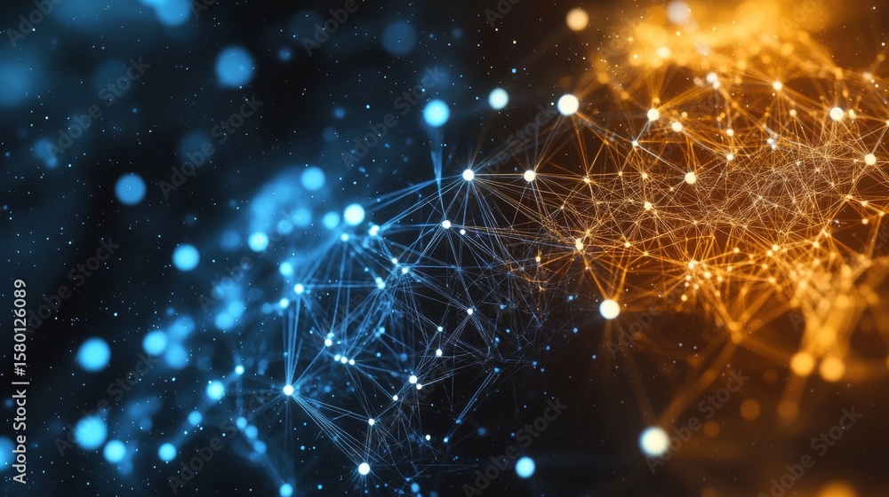 Poster interconnected networks and innovative communication systems in abstract data visualization concept