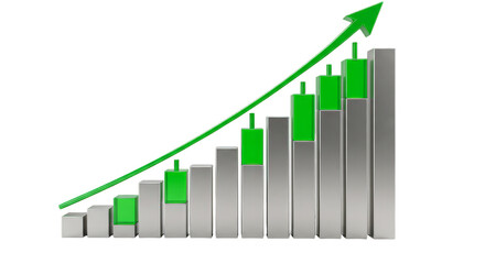 3d Growth Chart with Up Arrow Shows Business Success Illustration