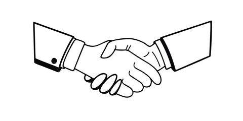 Illustration of a handshake between two people wearing suits with a white background design art