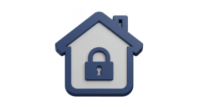 3d Home Security Illustration with Padlock Real Estate Assurance