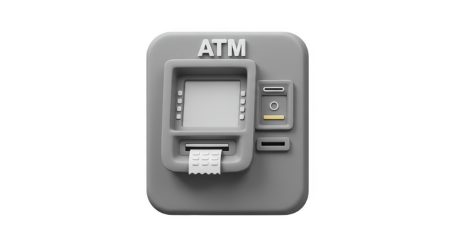 3D Render ATM Machine Cash Transaction Bank Finance Illustration