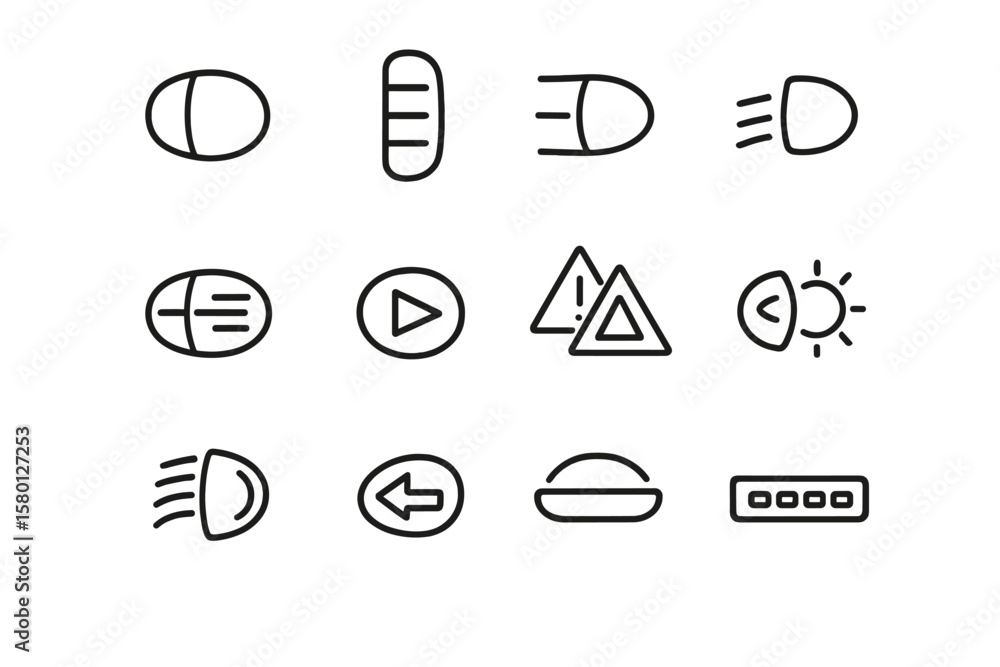 Poster minimalist black icons set on gray background for interface design