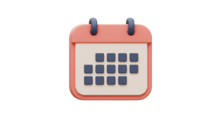 3d Illustration Calendar Planning for Events in Peach Pink White Theme