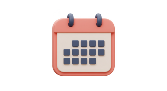 3d Illustration Calendar Planning for Events in Peach Pink White Theme