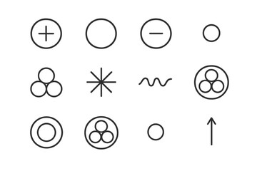 Abstract geometric symbols on gradual dark background