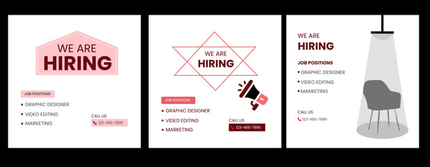 we are hiring social media poster design vector templates  vector we are hiring announcement template design