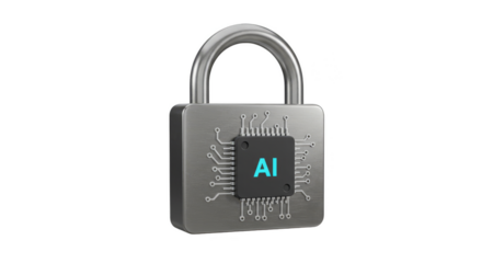3D Isolated Padlock Security Featuring AI Cyber Protection Technology
