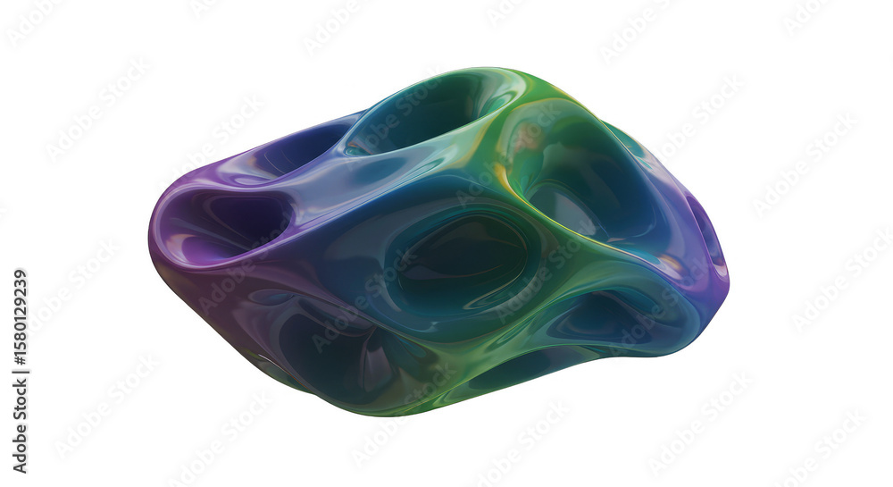 Poster 3d iridescent abstract shape smooth texture geometric background