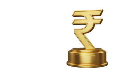 3d Render Golden Indian Rupee Symbol on Dark Background