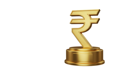 3d Render Golden Indian Rupee Symbol on Dark Background