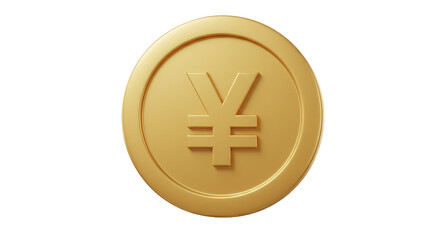Obraz premium 3D Render Golden Yen Coin Currency Wealth Finance Transparent PNG