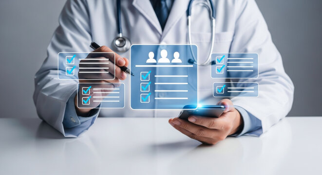 Doctor checklist medical healthcare online survey digital health technology patient care telemedicine app