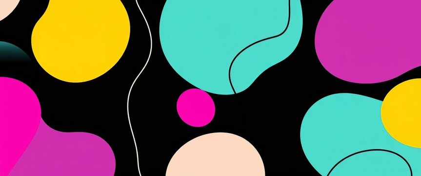 Abstract monochrome seamless pattern with basic shapes; minimalist line art background, seamless, design