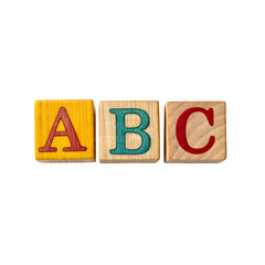 Colorful Alphabet Blocks Forming Words Isolated on Transparent Background