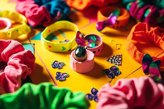 Colorful 90s Fashion Accessories And Jewelry Collection