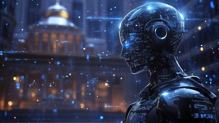 Futuristic virtual law firm run by AI-powered legal advisors 