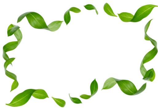 Green Leaves Frame Illustration on Transparent Background Element Design
