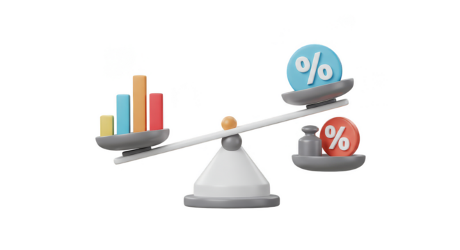 3D Balance of Percentage Chart Investment Finance Growth Return