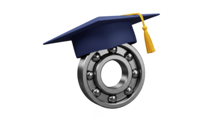 3D Bearing Graduation Cap Mechanical Education with Transparent Background