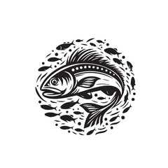 Fish black and white silhouette icon