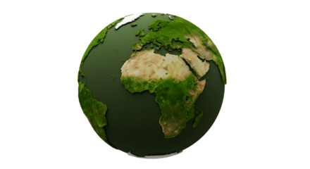 3d Render of Globe Earth on Transparent Background Depicting Continents