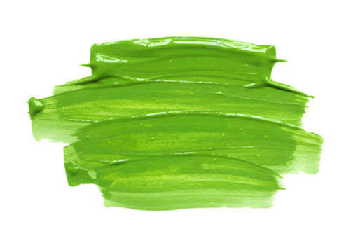 Green Paint Stroke Illustration with Brush Texture on Transparent Background