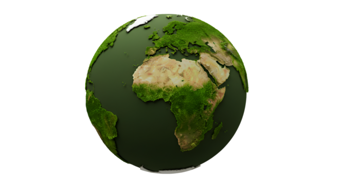 3d Render of Globe Earth on Transparent Background Depicting Continents