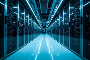 Fototapeta premium Operational Efficiency AI Data Center With Advanced Server Infrastructure