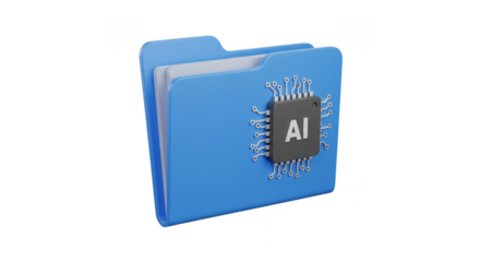 3D Blue Ai Folder Icon Data File Computer Network Transparent