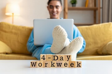 Short Workweek lifestyle with remote flexibility and relaxed home environment during four day workweek
