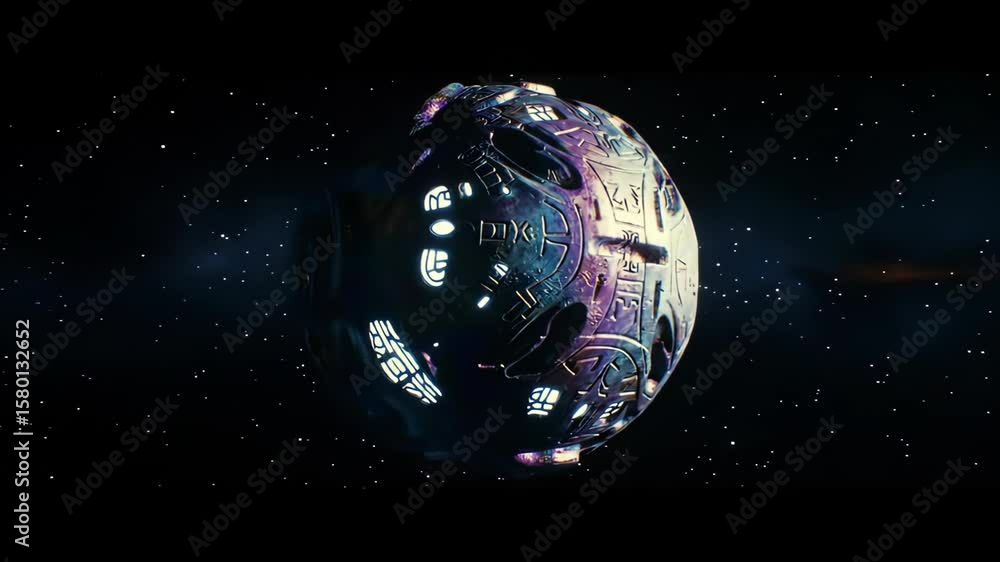 Poster a futuristic spacecraft drifts through a starry space environment, creating a sense of wonder and ex