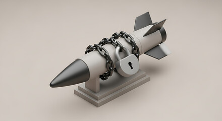 Naklejka premium Censored Weapon A Visual Metaphor of Nuclear Disarmament and Global Peace with Padlock Chain