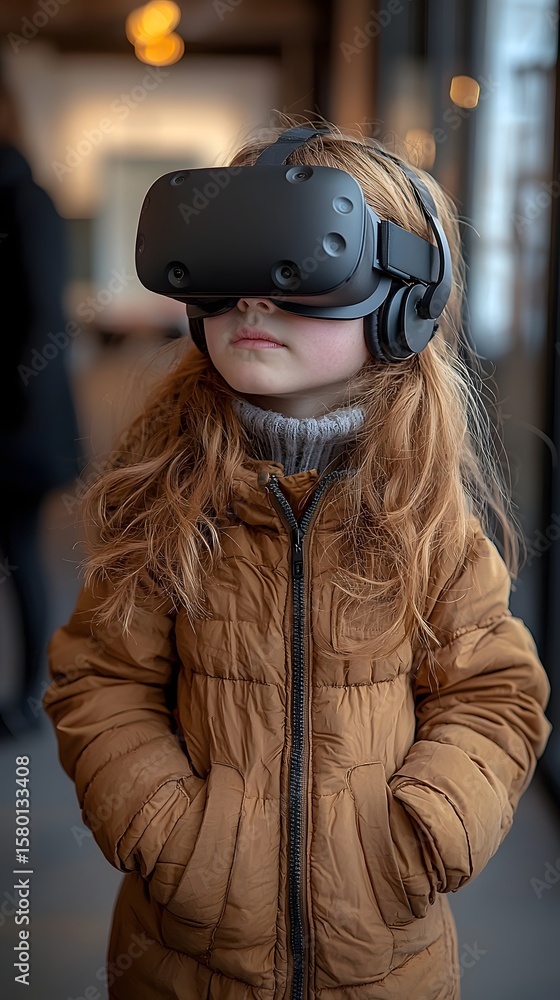 Aufkleber child scientist uses virtual reality to study global weather patterns