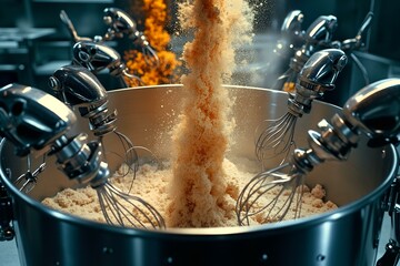 Synchronized Robotic Mixing System For Commercial Kitchen Applications