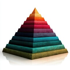 Multi-layered pyramid, colorful, graphic, tiered,  geometric shape