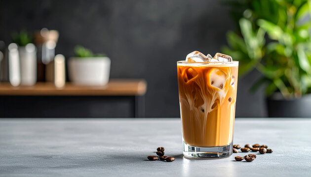Iced coffee latte drink cold brew coffee beverage