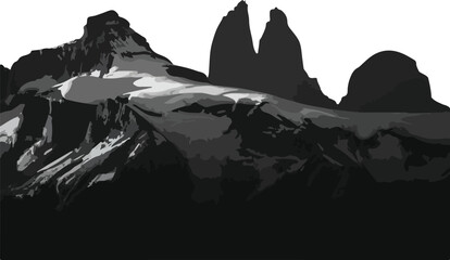 Majestic Monochrome Mountain Peaks A Dramatic Landscape Illustration